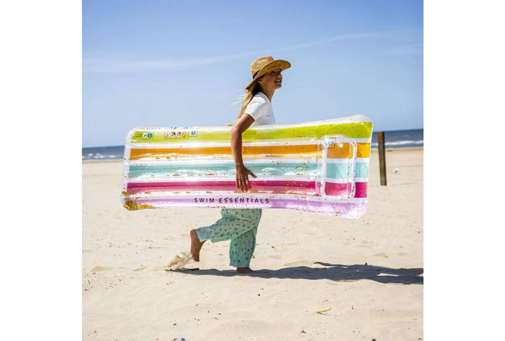 Swim Essentials Regenboog Luchtbed Met Glitters - Afbeelding 2