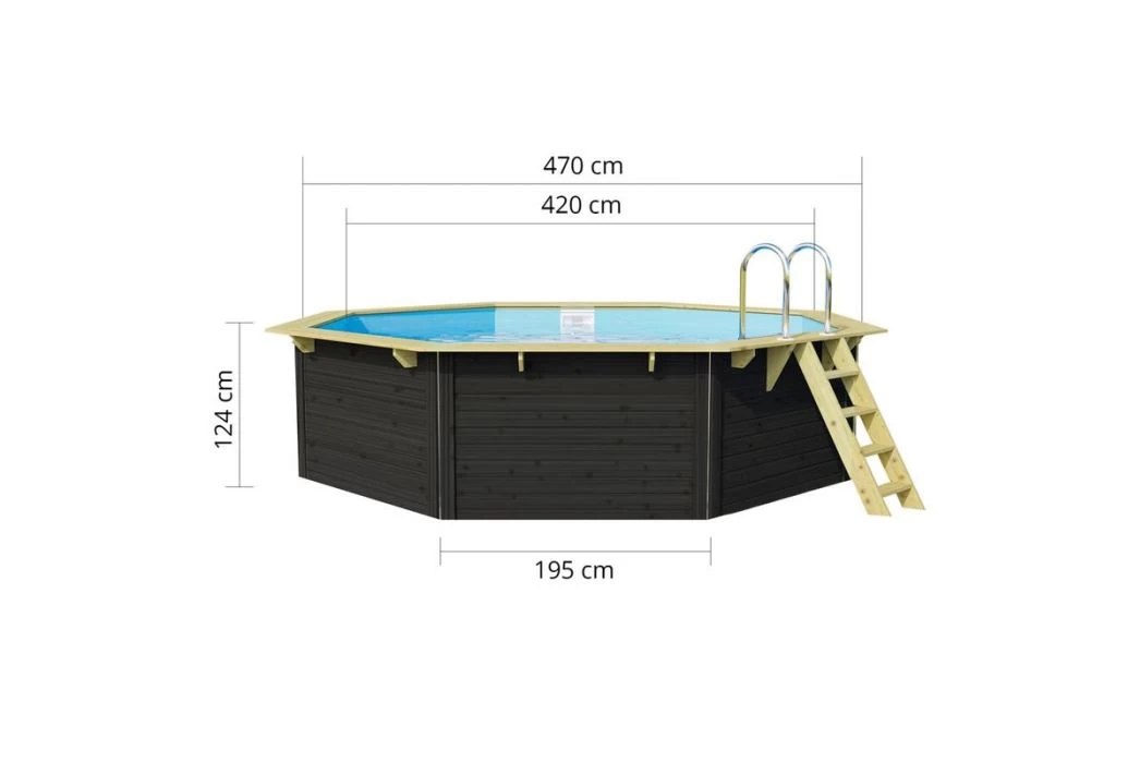 Trend Pool Houten Zwembad Antraciet | Ø 470 X 124 Cm - Afbeelding 3